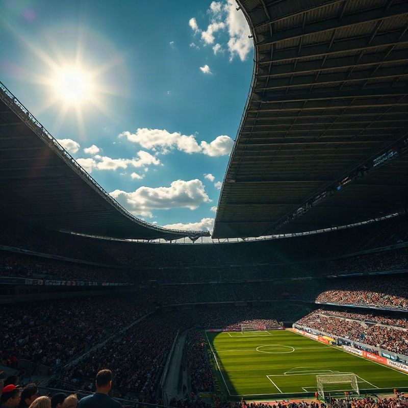 Torcida em estádio da Série A brasileira sob luz do meio-dia
